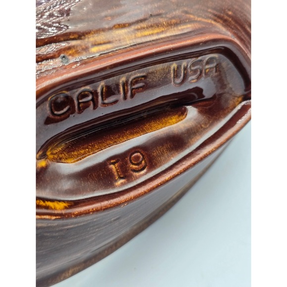 Vintage California Pottery MCM Ashtray 10" Abstract Geometric Leaf Ceramic Dish - Picture 9 of 11